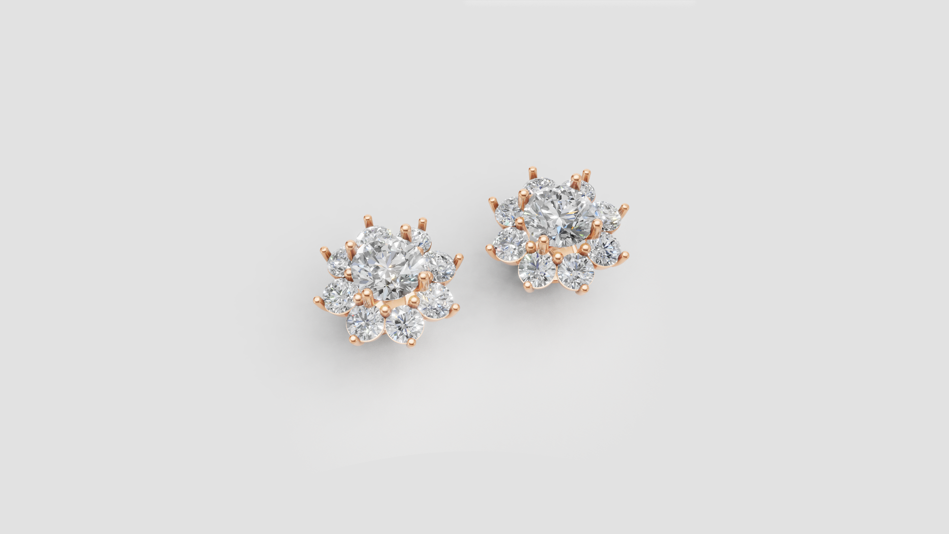 Celeste Bloom – Rose Gold Diamond Stud Earrings