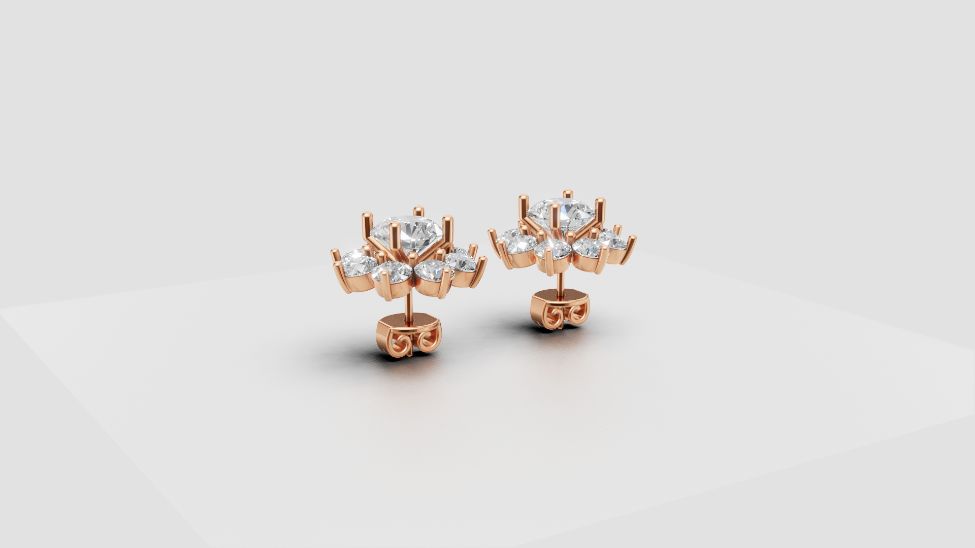 Celeste Bloom – Rose Gold Diamond Stud Earrings