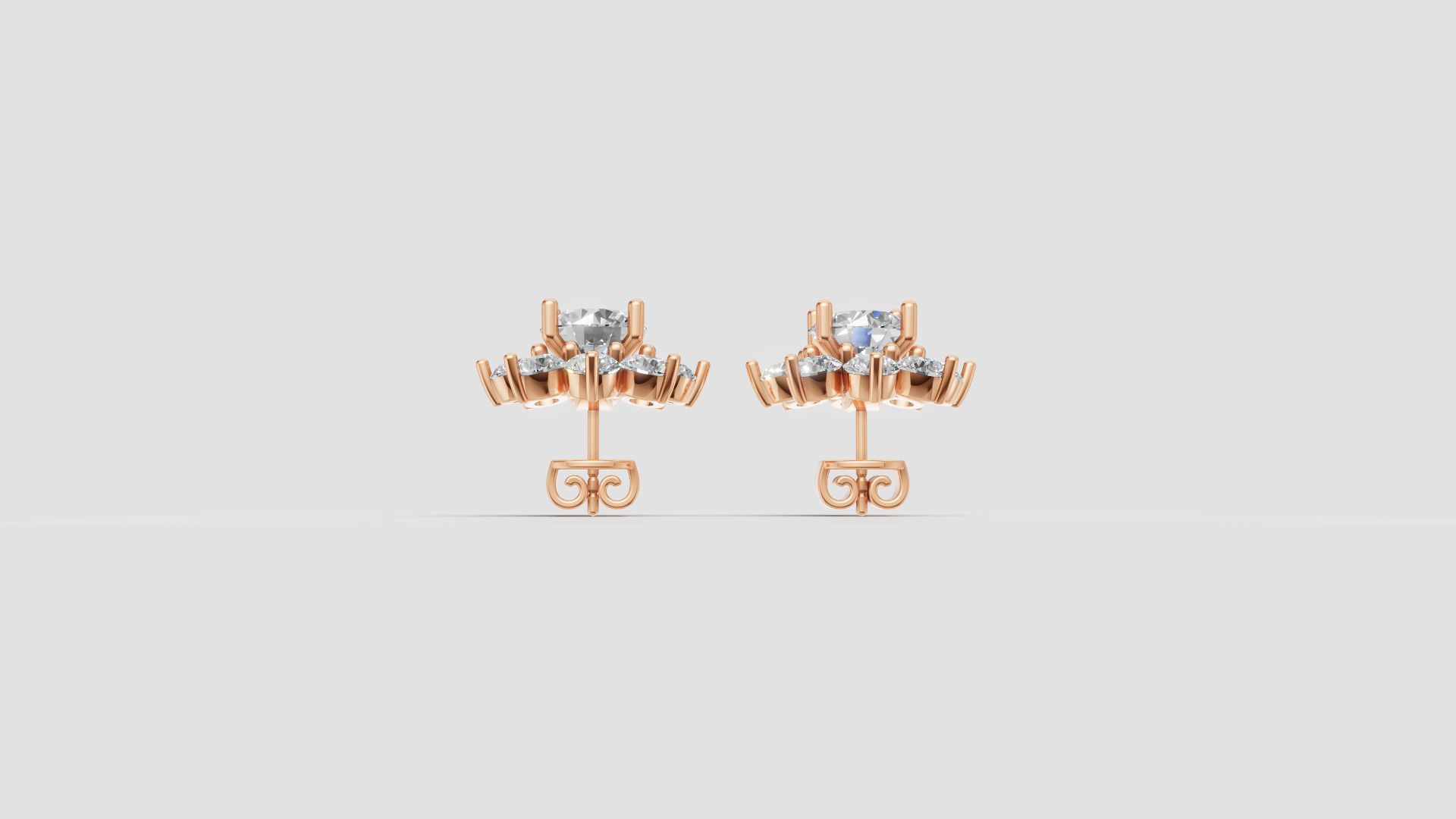 Celeste Bloom – Rose Gold Diamond Stud Earrings