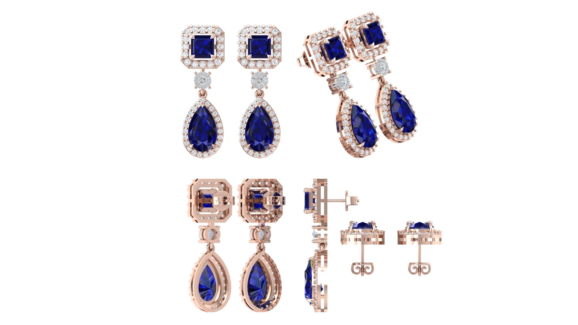 Royal Sapphire Radiance Necklace – A Regal Symphony in Rose Gold 🔹