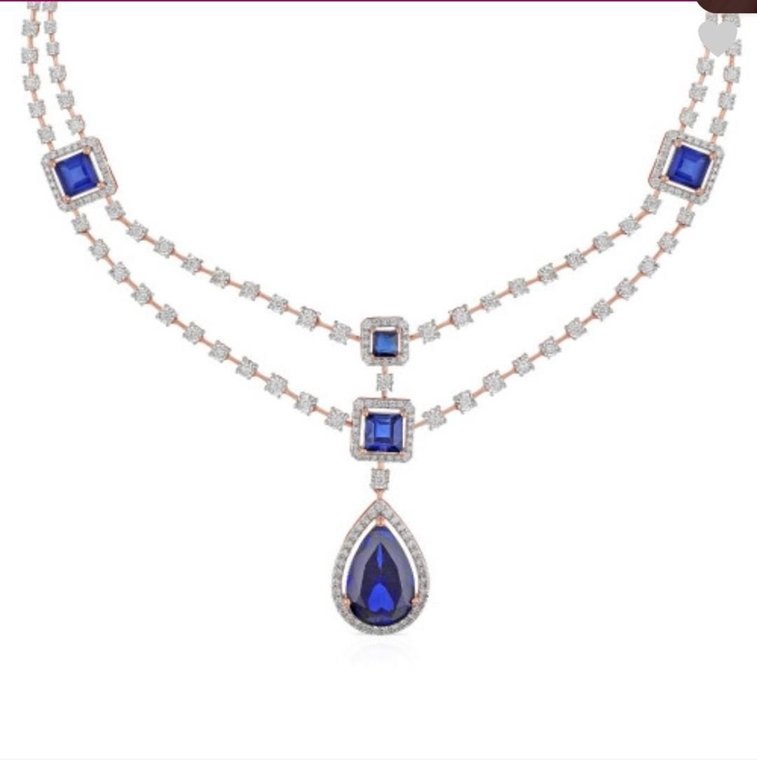 Royal Sapphire Radiance Necklace – A Regal Symphony in Rose Gold 🔹