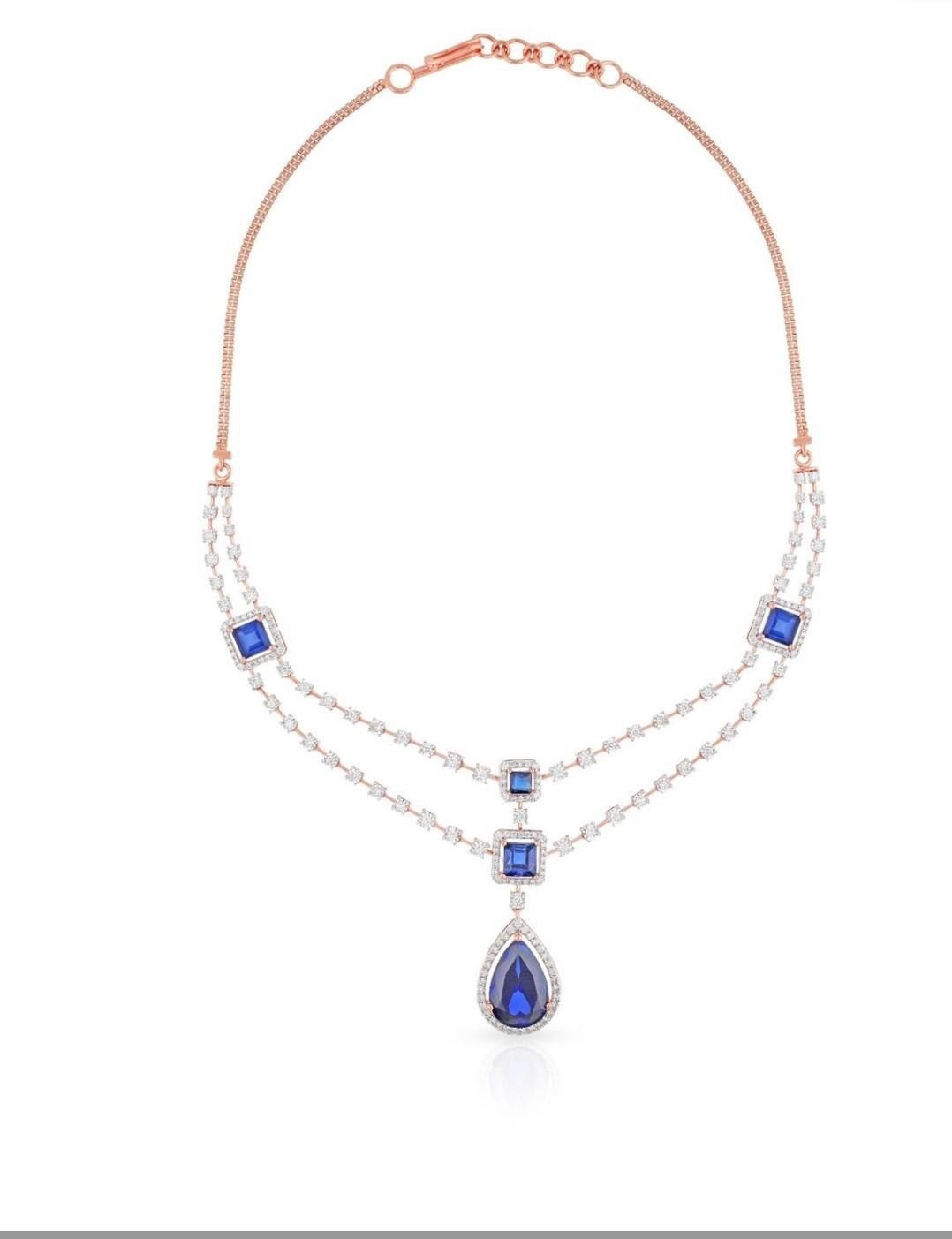 Royal Sapphire Radiance Necklace – A Regal Symphony in Rose Gold 🔹