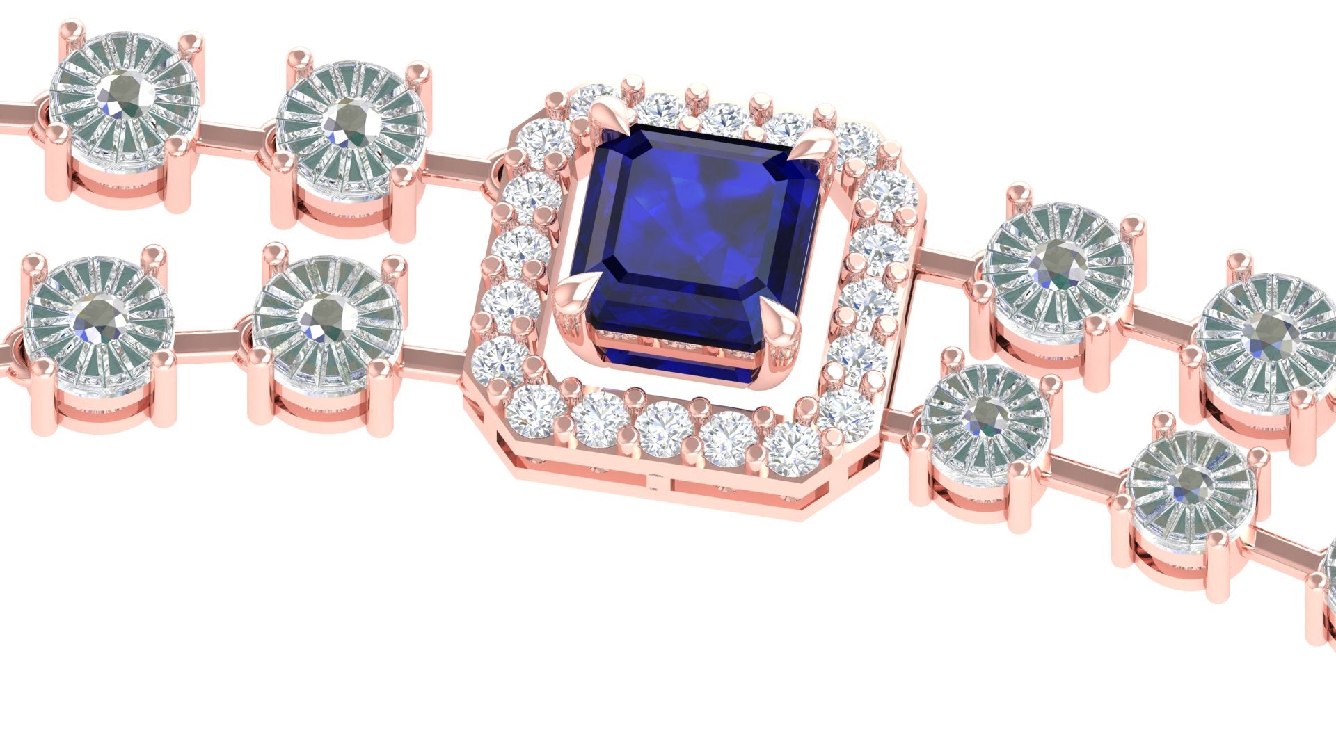 Royal Sapphire Radiance Necklace – A Regal Symphony in Rose Gold 🔹