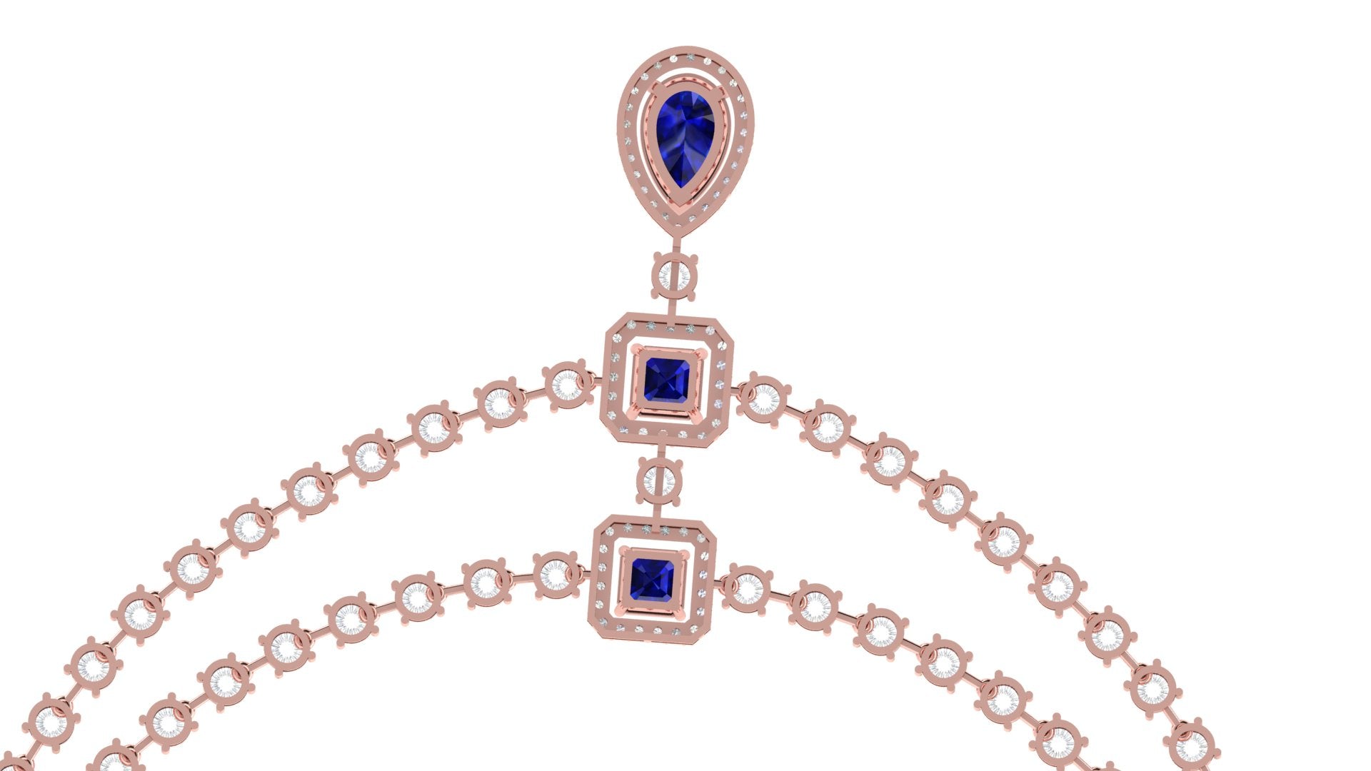 Royal Sapphire Radiance Necklace – A Regal Symphony in Rose Gold 🔹
