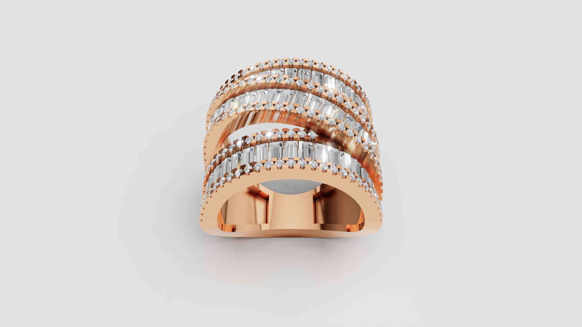Radiant Cascade – Luxe Rose Gold Diamond Ring