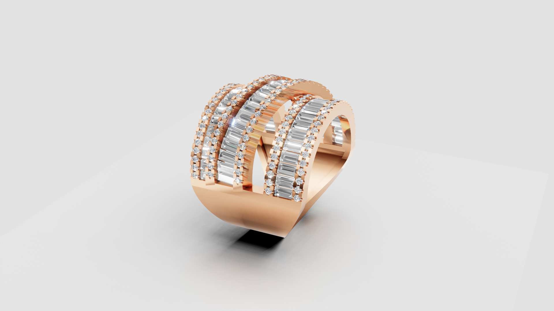 Radiant Cascade – Luxe Rose Gold Diamond Ring