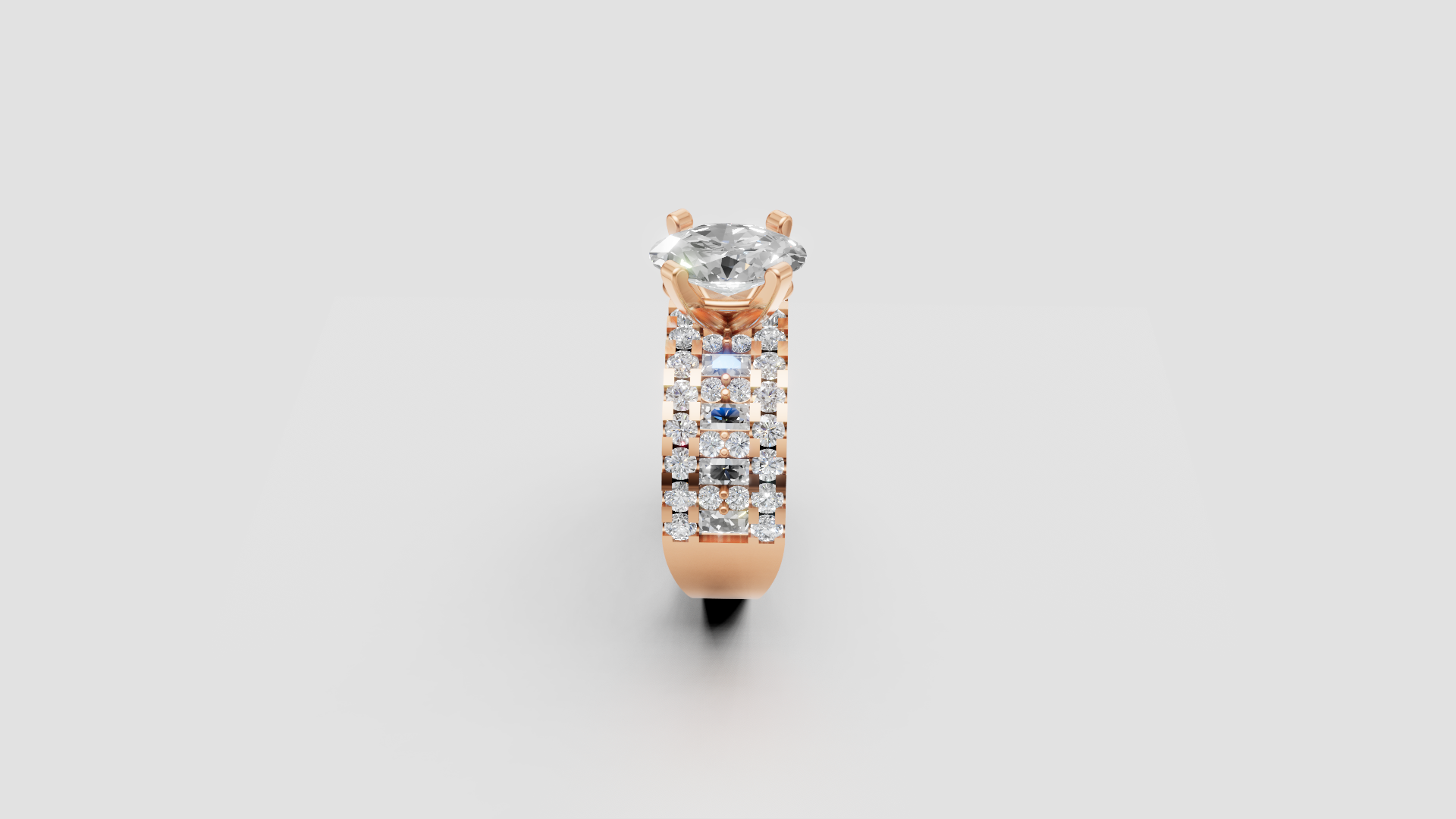 💍 Majestic Spark – Oval Solitaire Diamond Ring with Double Pave Band | DS IMPEX Signature