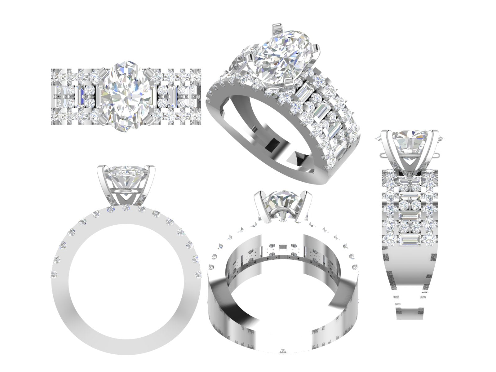 💍 Majestic Spark – Oval Solitaire Diamond Ring with Double Pave Band | DS IMPEX Signature