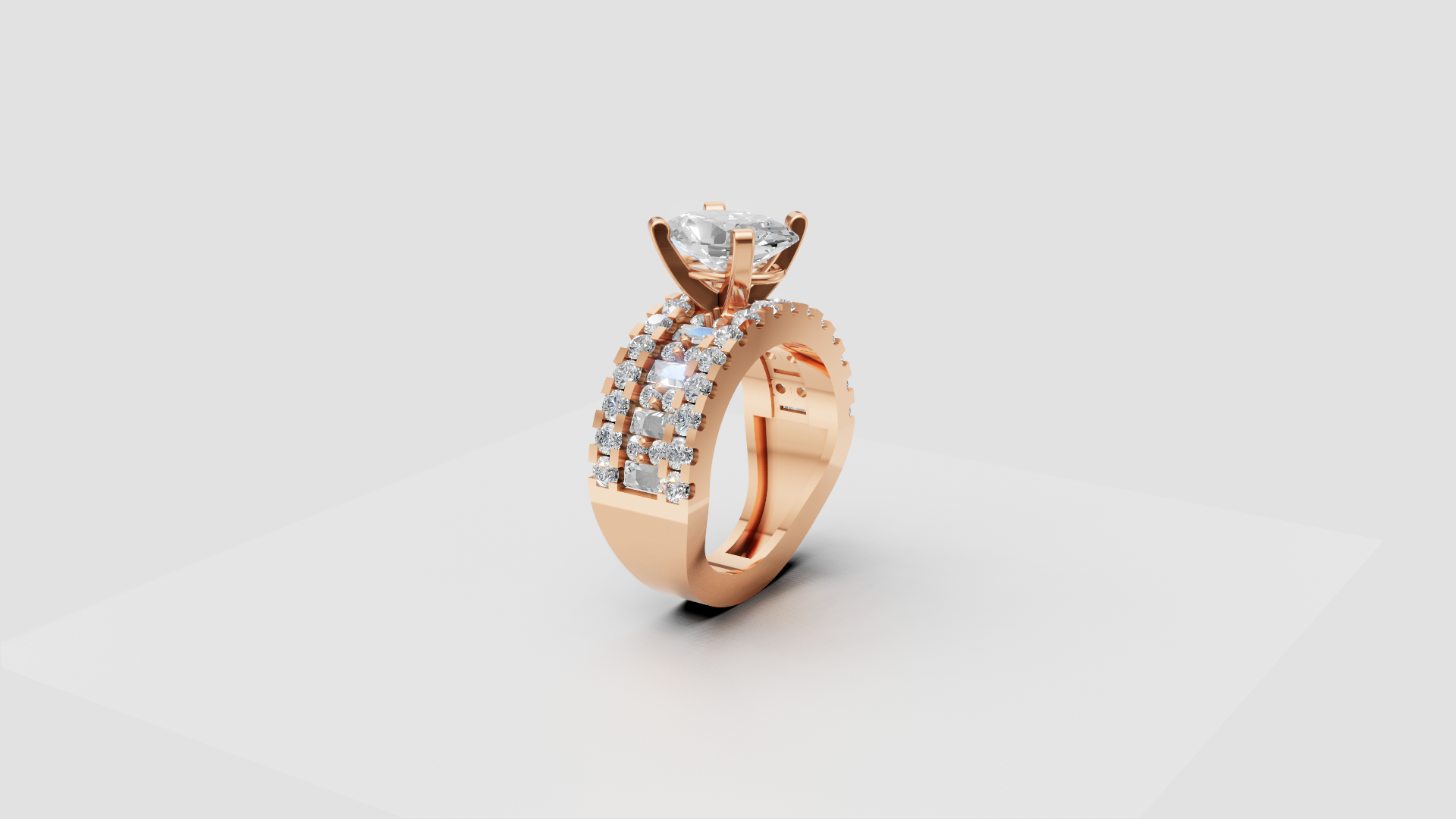 💍 Majestic Spark – Oval Solitaire Diamond Ring with Double Pave Band | DS IMPEX Signature