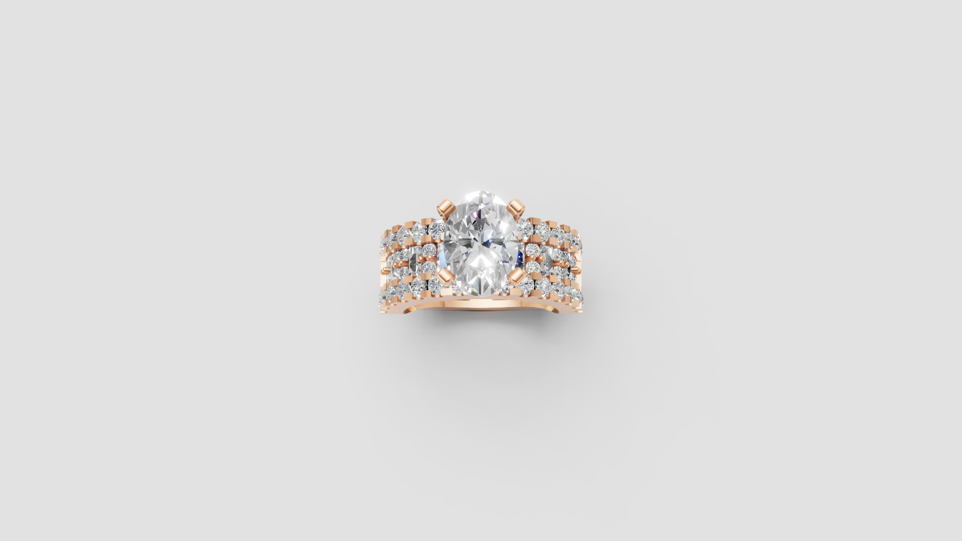 💍 Majestic Spark – Oval Solitaire Diamond Ring with Double Pave Band | DS IMPEX Signature