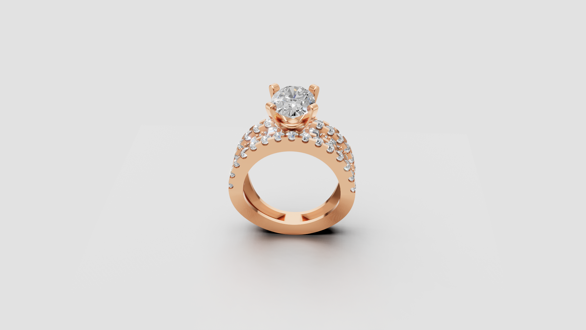 💍 Majestic Spark – Oval Solitaire Diamond Ring with Double Pave Band | DS IMPEX Signature