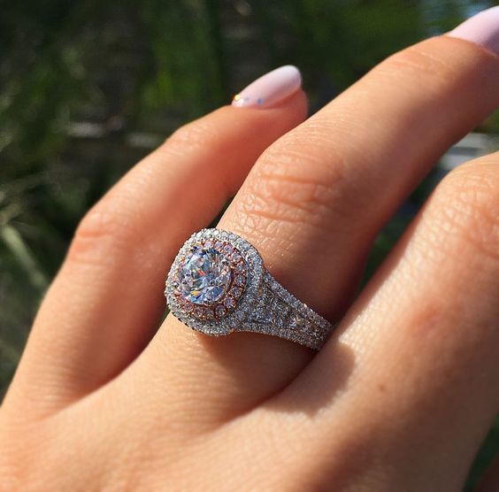💍 Radiant Crown – Round Solitaire Halo Ring with Triple Row Diamonds | DS IMPEX Signature