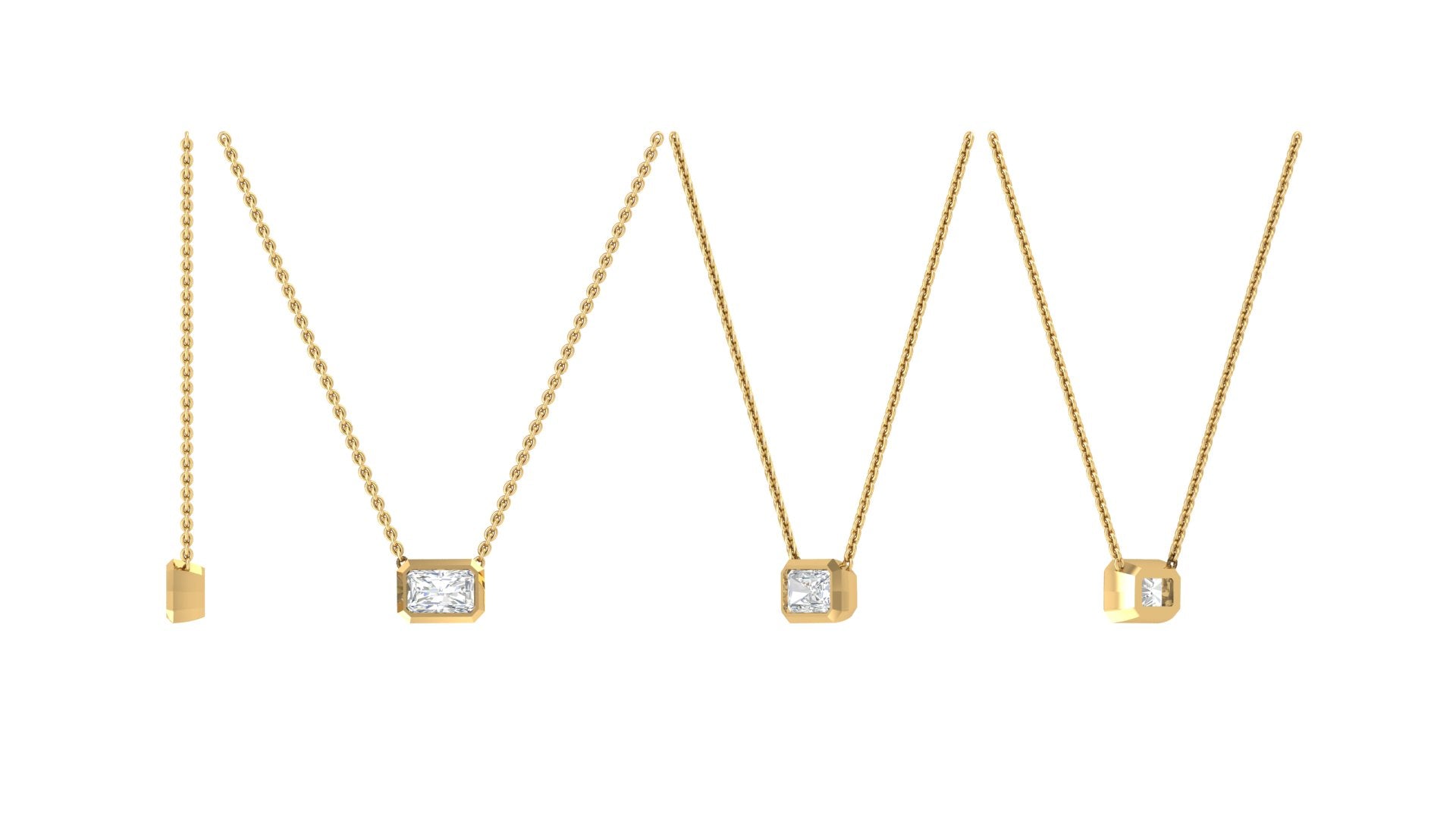 Sleek Radiance – 14K Baguette Diamond Bar Necklace
