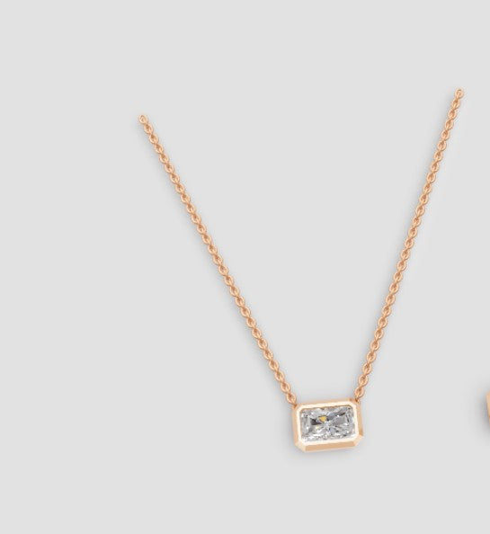 Sleek Radiance – 14K Baguette Diamond Bar Necklace