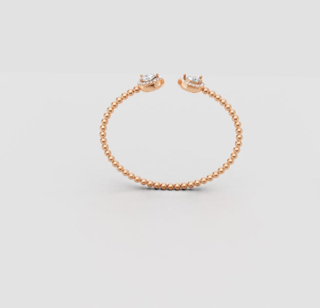 Dual Teardrop Open Bangle – Graceful Radiance in Gold