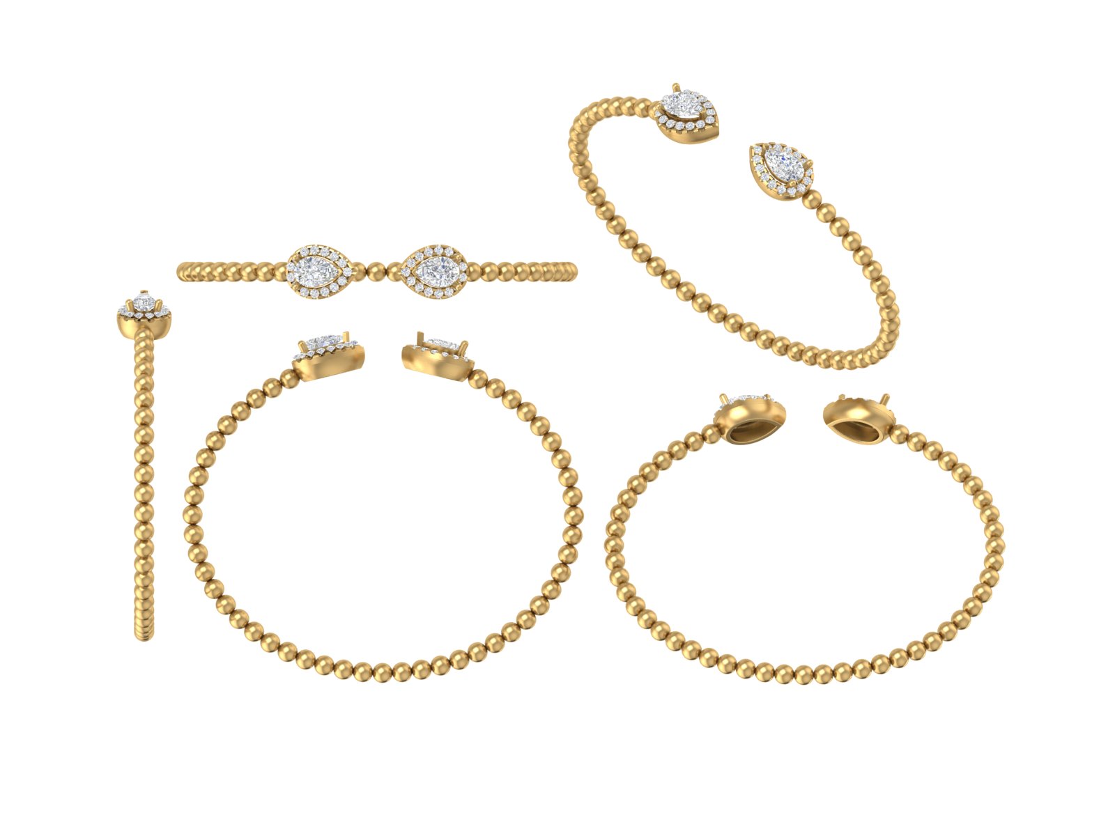 ✨ Pear Elegance – Diamond Open Beaded Bracelet | DS IMPEX Signature