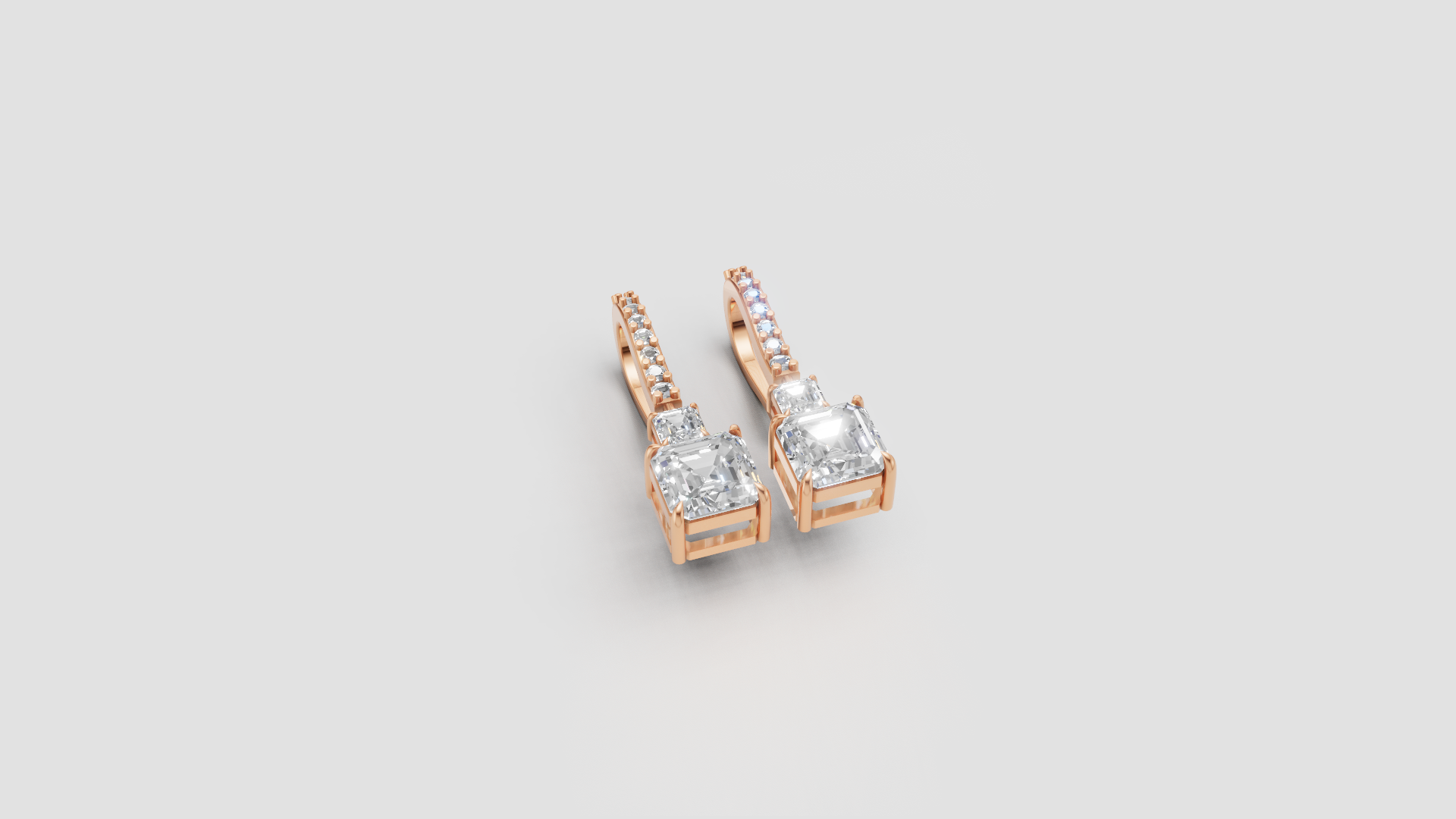 Princess-Cut Diamond Drop Earrings | 18K Gold | DS IMPEX