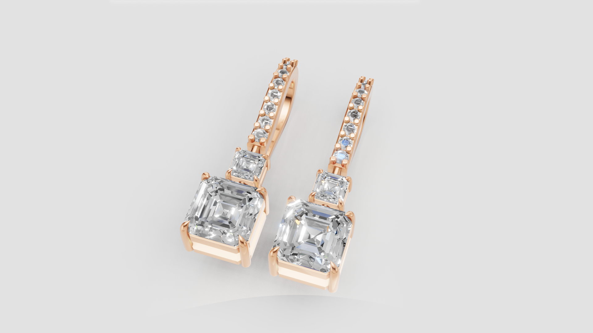 Princess-Cut Diamond Drop Earrings | 18K Gold | DS IMPEX