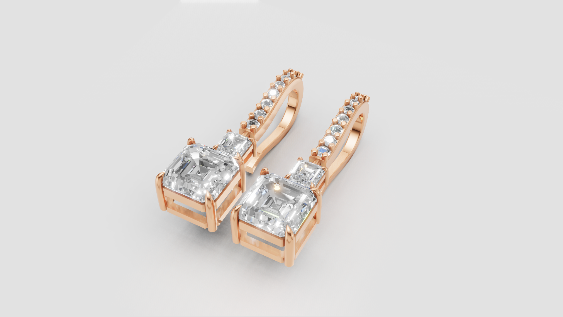 Princess-Cut Diamond Drop Earrings | 18K Gold | DS IMPEX