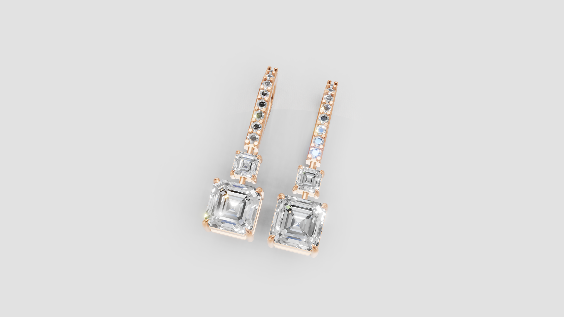 Princess-Cut Diamond Drop Earrings | 18K Gold | DS IMPEX