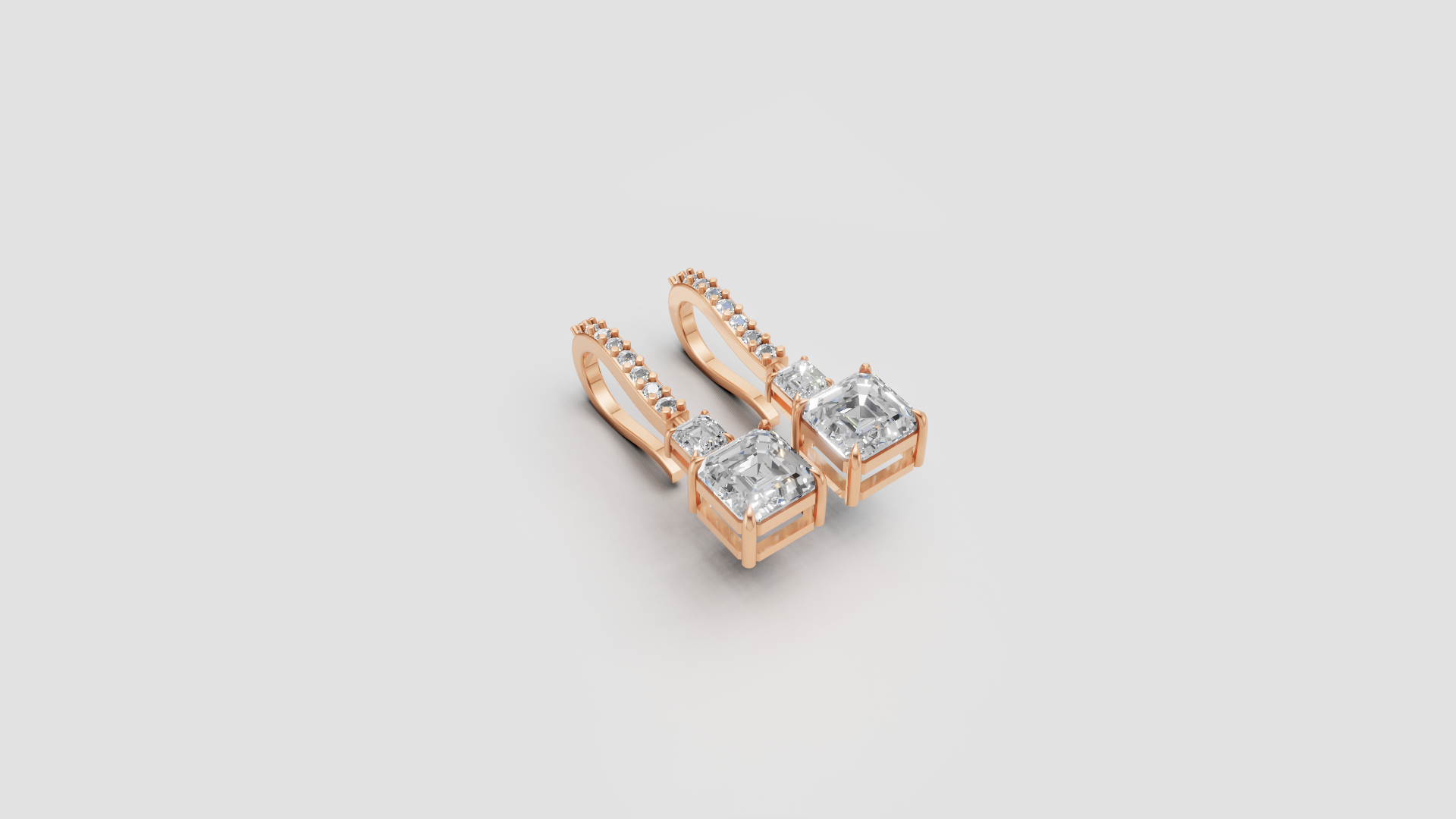 Princess-Cut Diamond Drop Earrings | 18K Gold | DS IMPEX