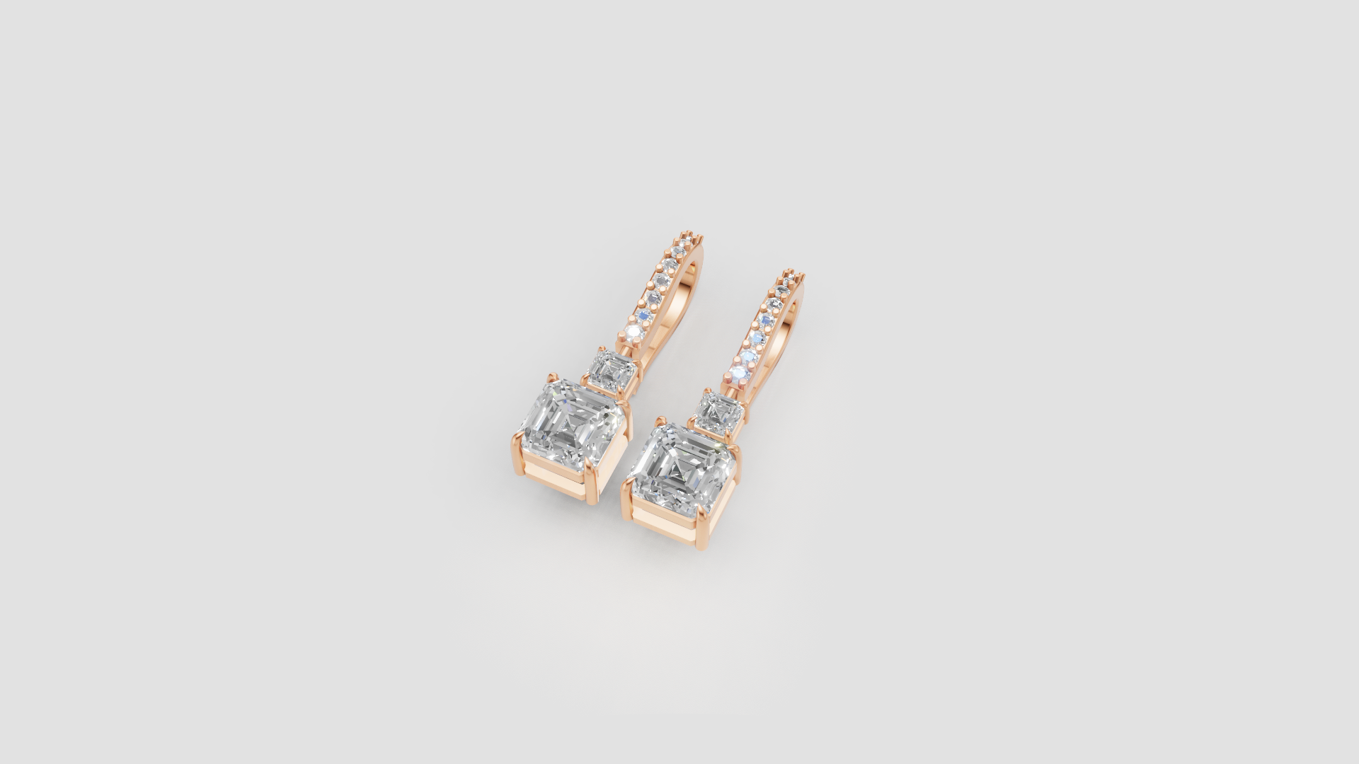 Princess-Cut Diamond Drop Earrings | 18K Gold | DS IMPEX