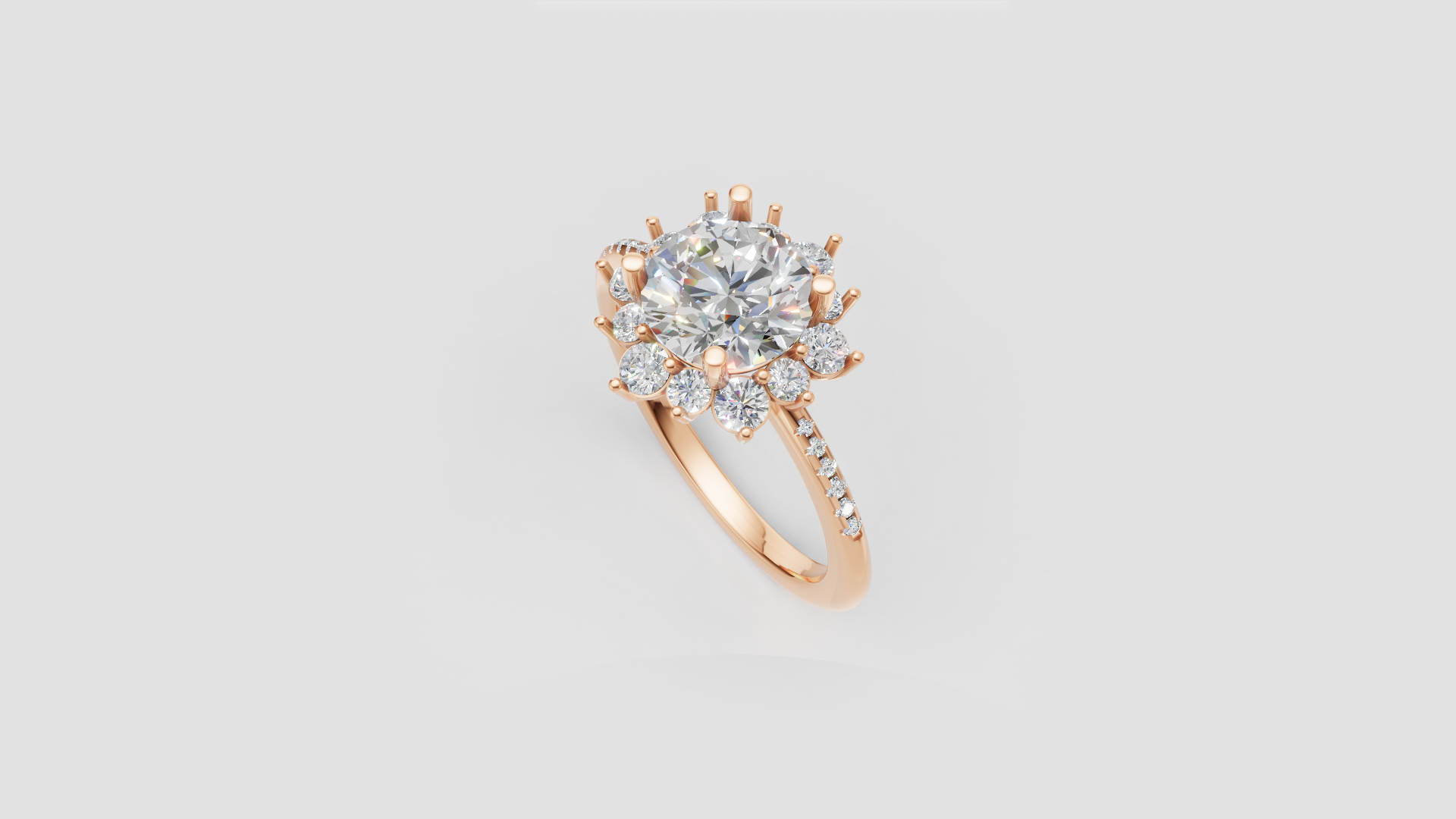 🌟 Blooming Halo – Round Brilliant Diamond Ring | DS IMPEX Fine Jewelry