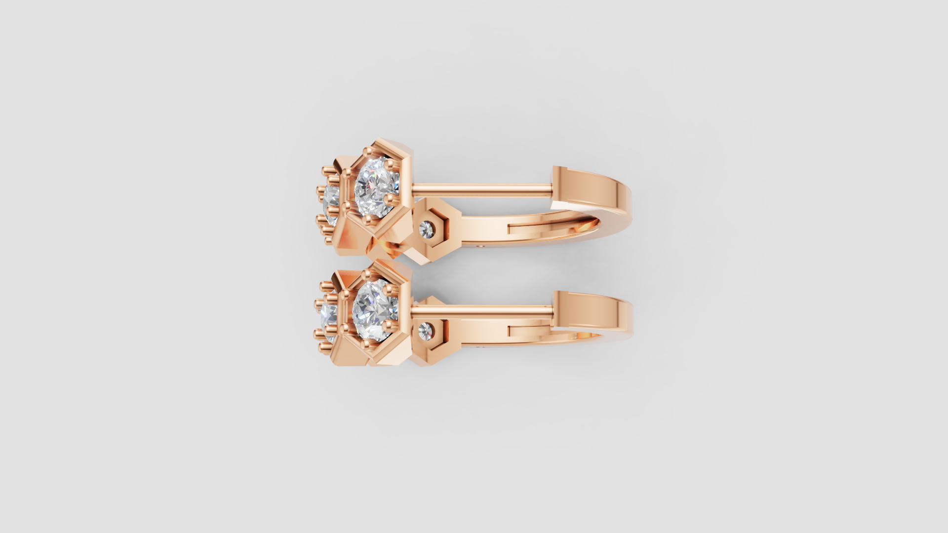 Hexagon Diamond Hoop Earrings | 14K Gold | DS IMPEX