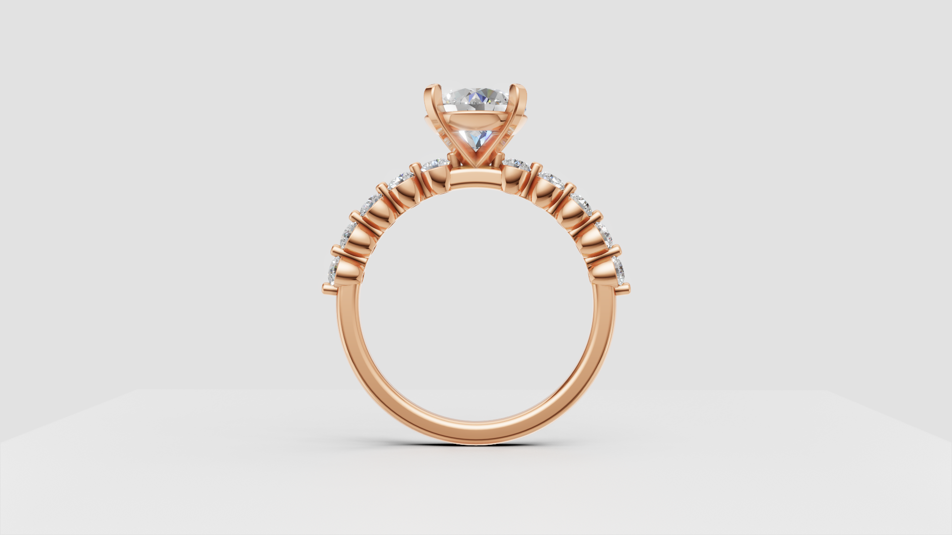 ✨ Classic Elegance – Round Brilliant Solitaire Ring with Side Diamonds | DS IMPEX