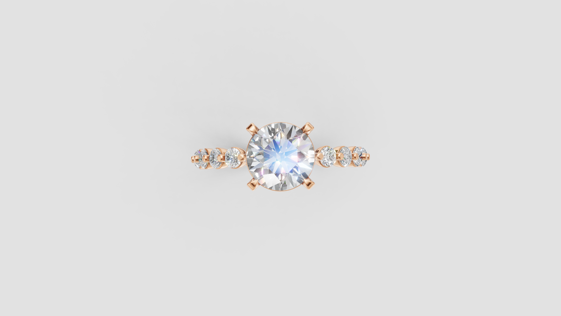 ✨ Classic Elegance – Round Brilliant Solitaire Ring with Side Diamonds | DS IMPEX