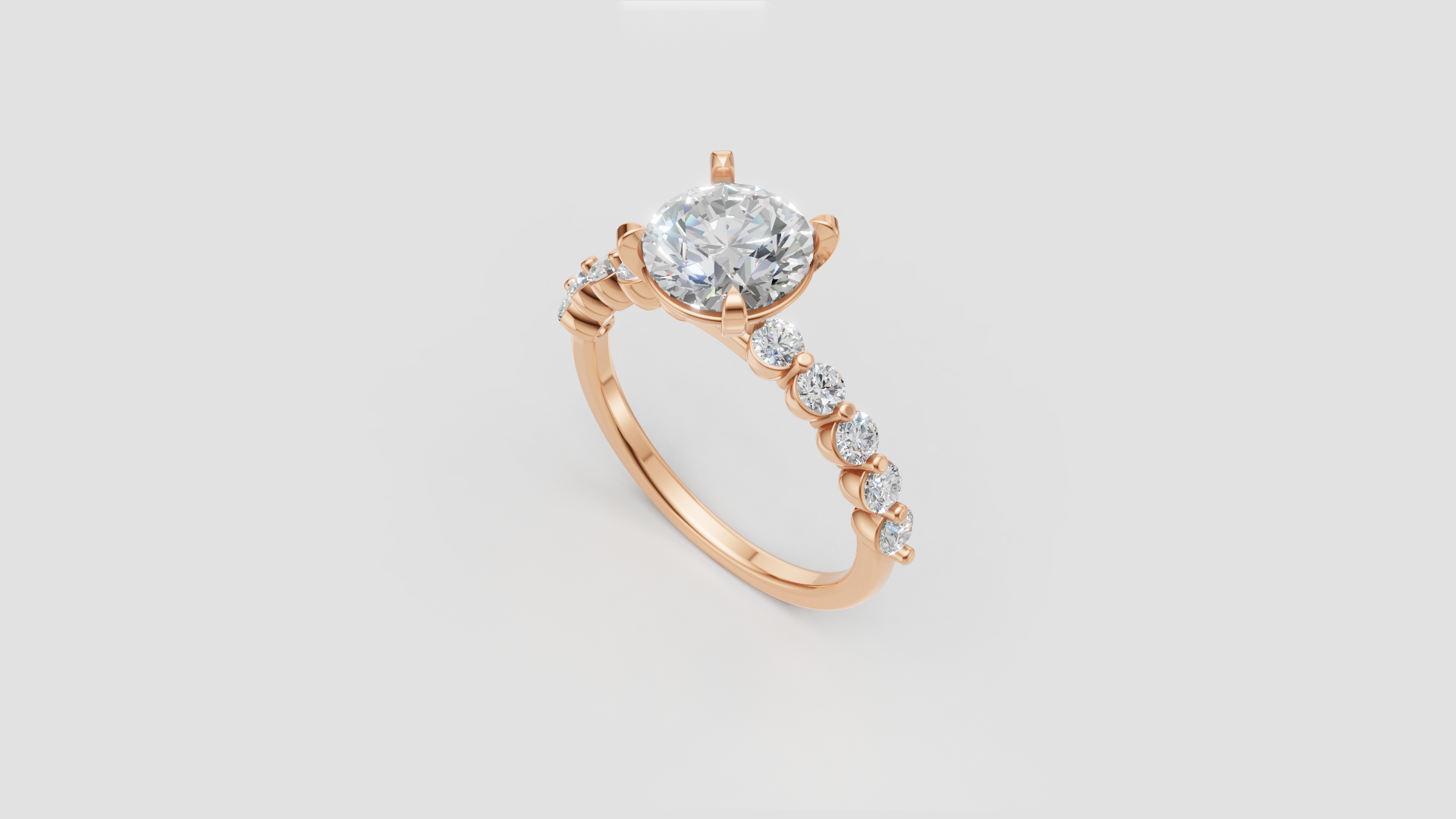 ✨ Classic Elegance – Round Brilliant Solitaire Ring with Side Diamonds | DS IMPEX