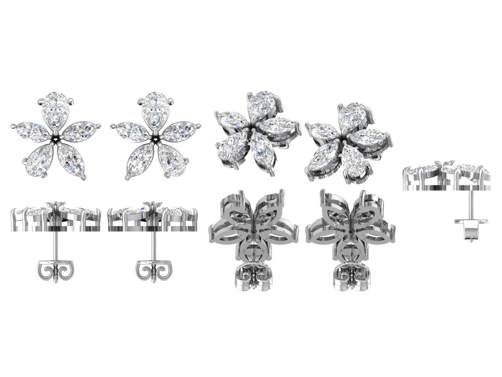 Whisper Bloom – 18K Diamond Cluster Stud Earrings