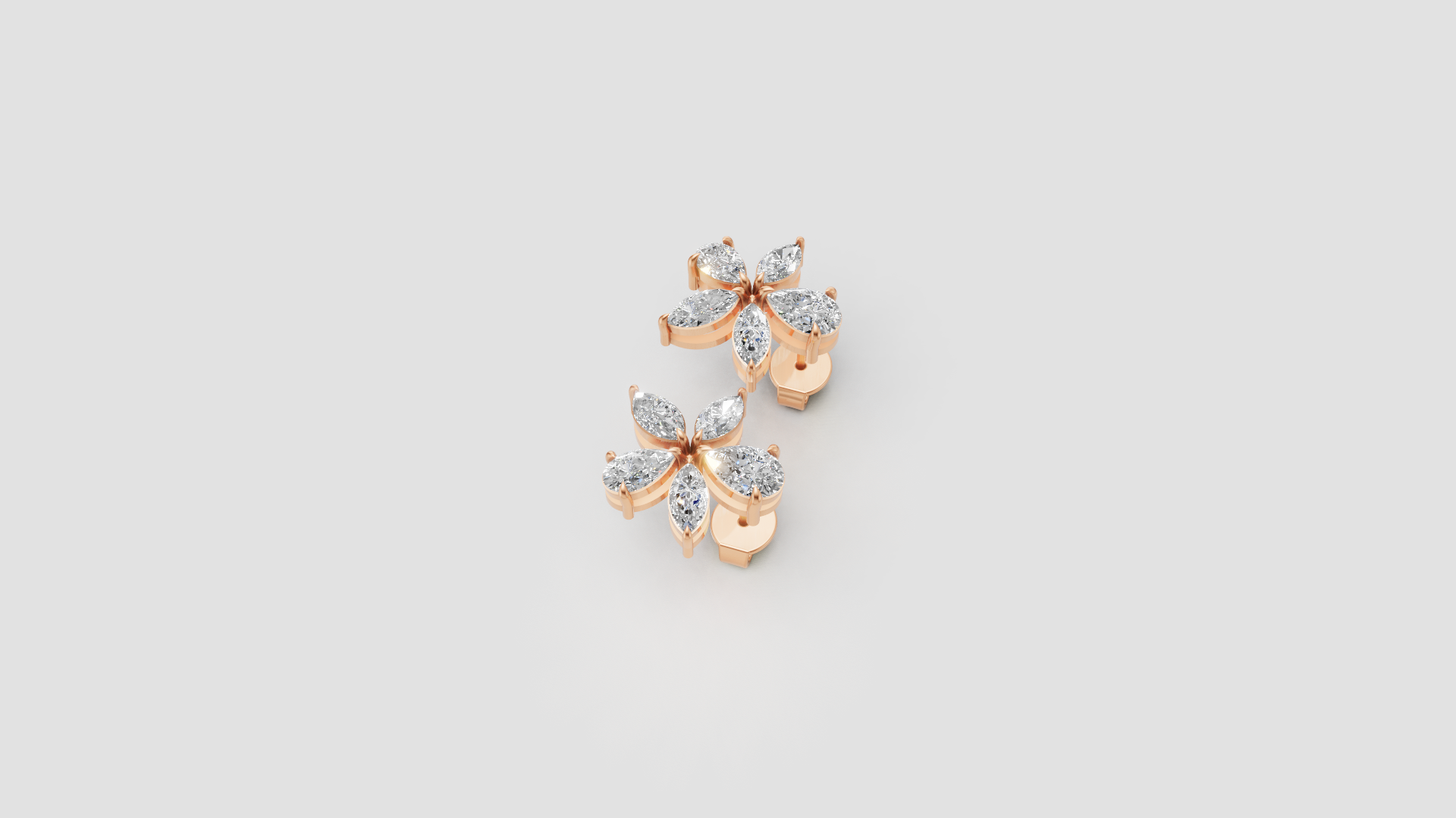 Whisper Bloom – 18K Diamond Cluster Stud Earrings