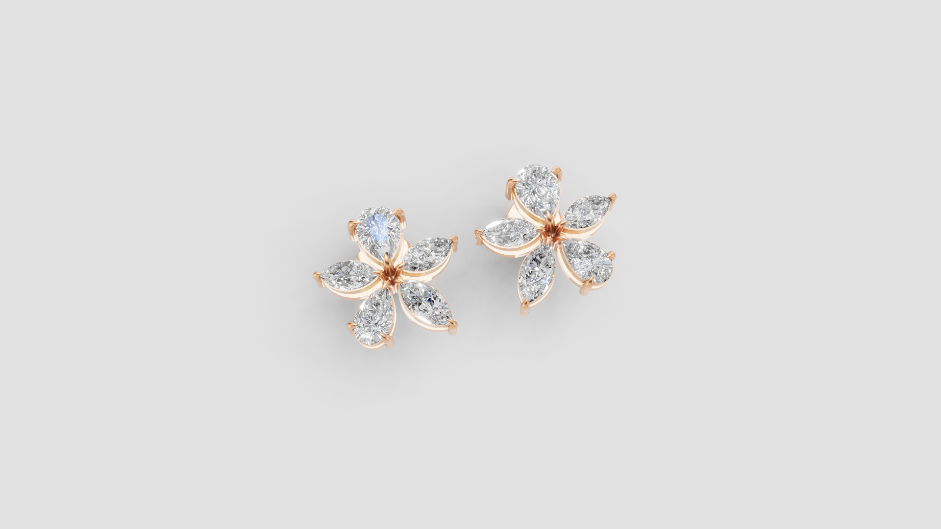 Whisper Bloom – 18K Diamond Cluster Stud Earrings
