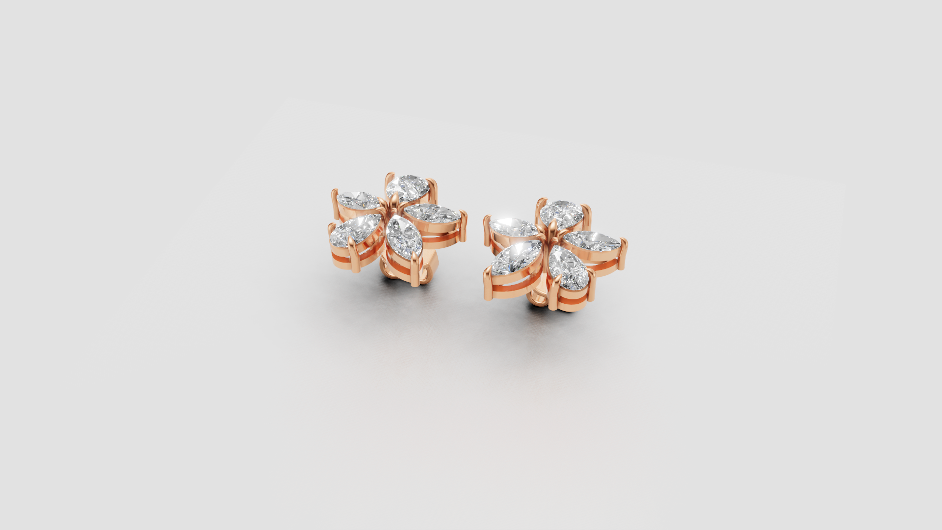 Whisper Bloom – 18K Diamond Cluster Stud Earrings