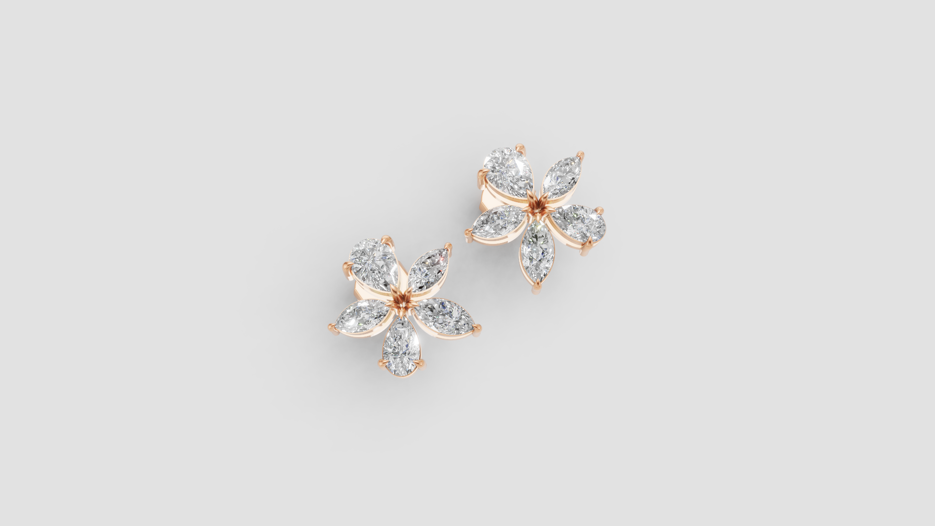 Whisper Bloom – 18K Diamond Cluster Stud Earrings