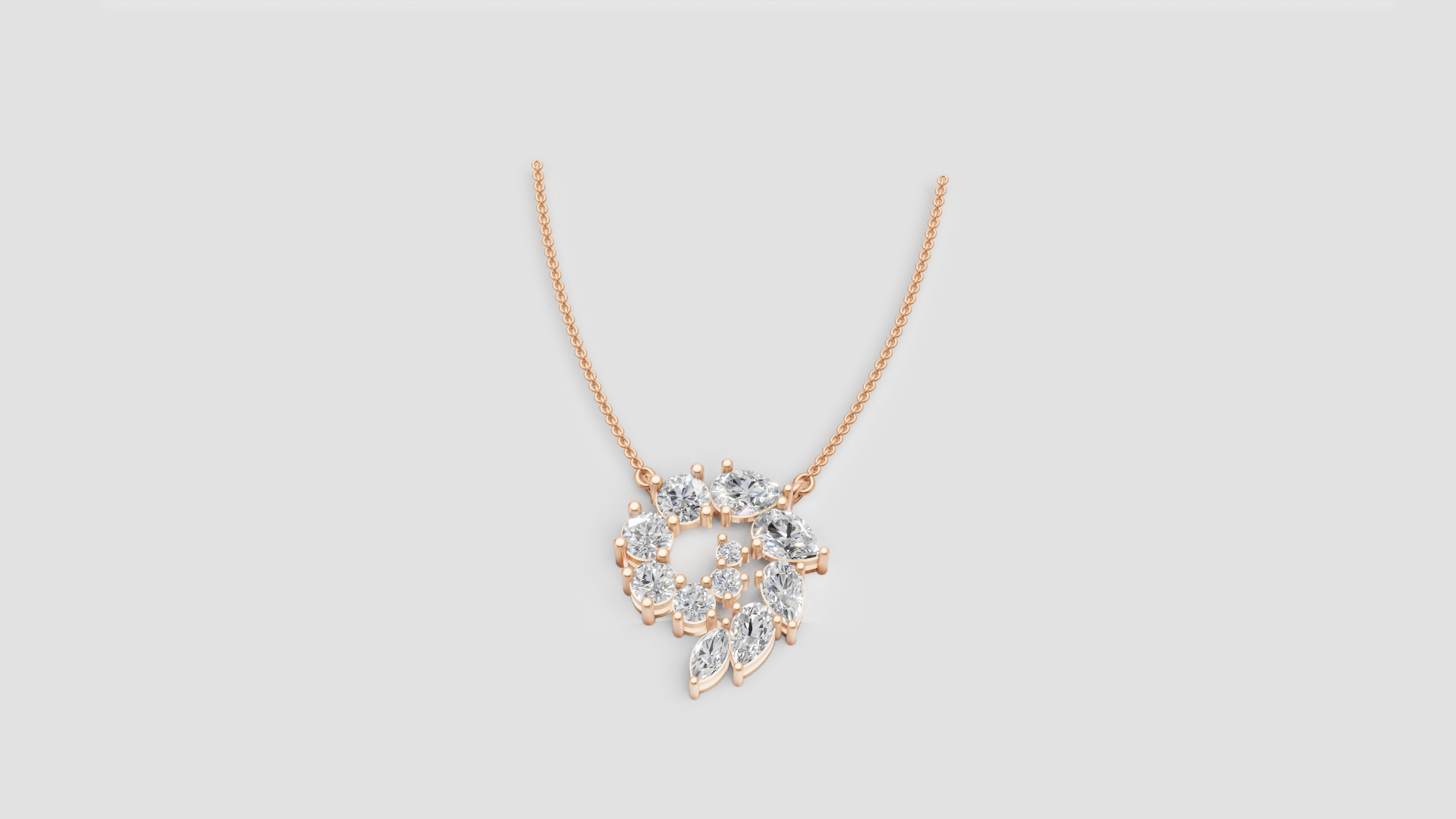 Aurora Bloom Diamond Pendant Necklace – Sculpted Sparkle in Motion