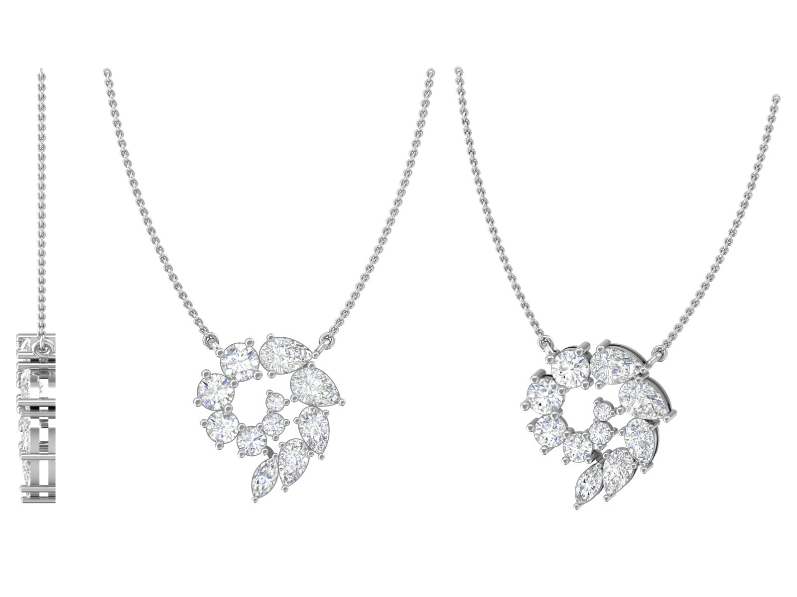 Aurora Bloom Diamond Pendant Necklace – Sculpted Sparkle in Motion