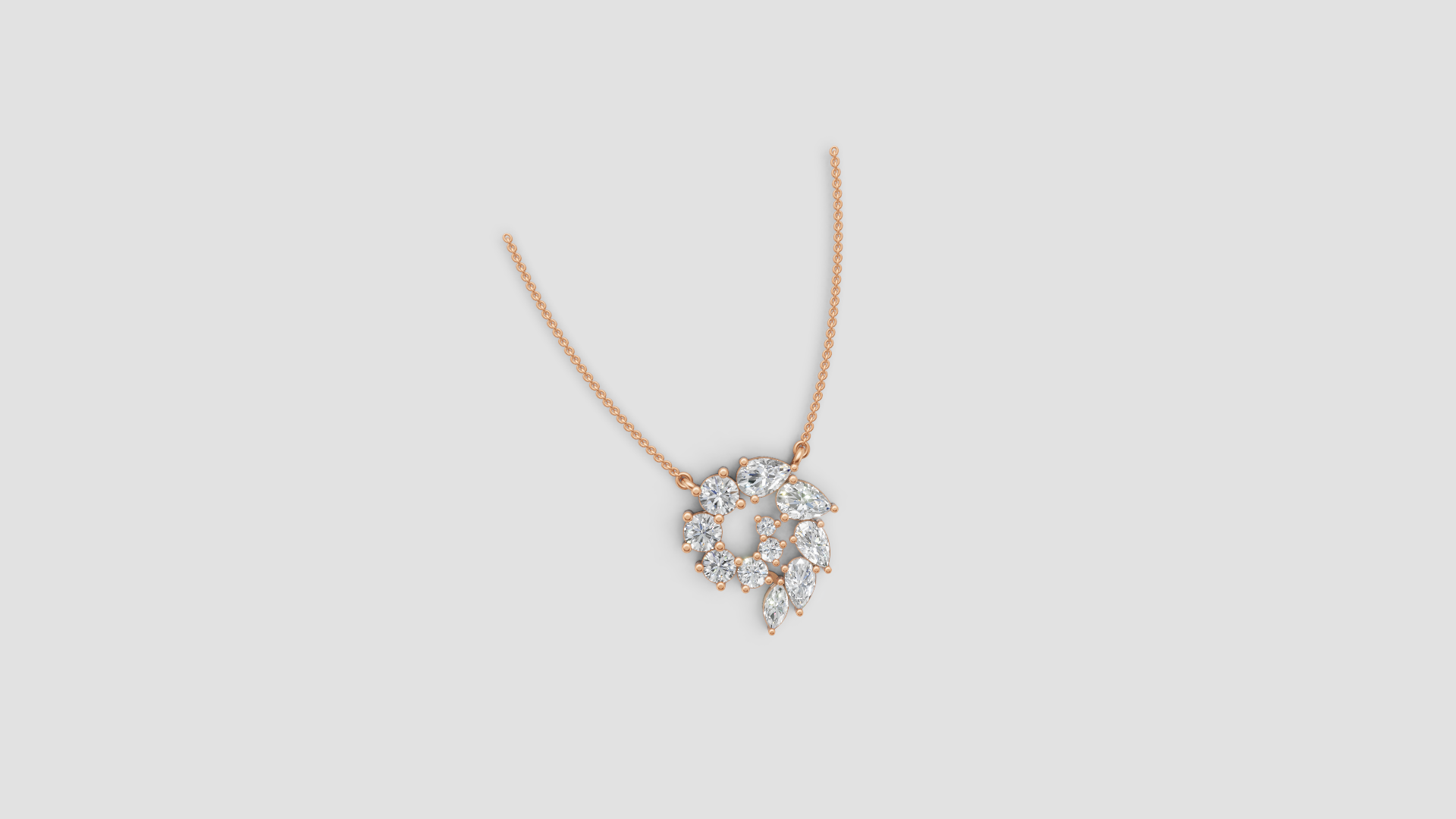 Aurora Bloom Diamond Pendant Necklace – Sculpted Sparkle in Motion