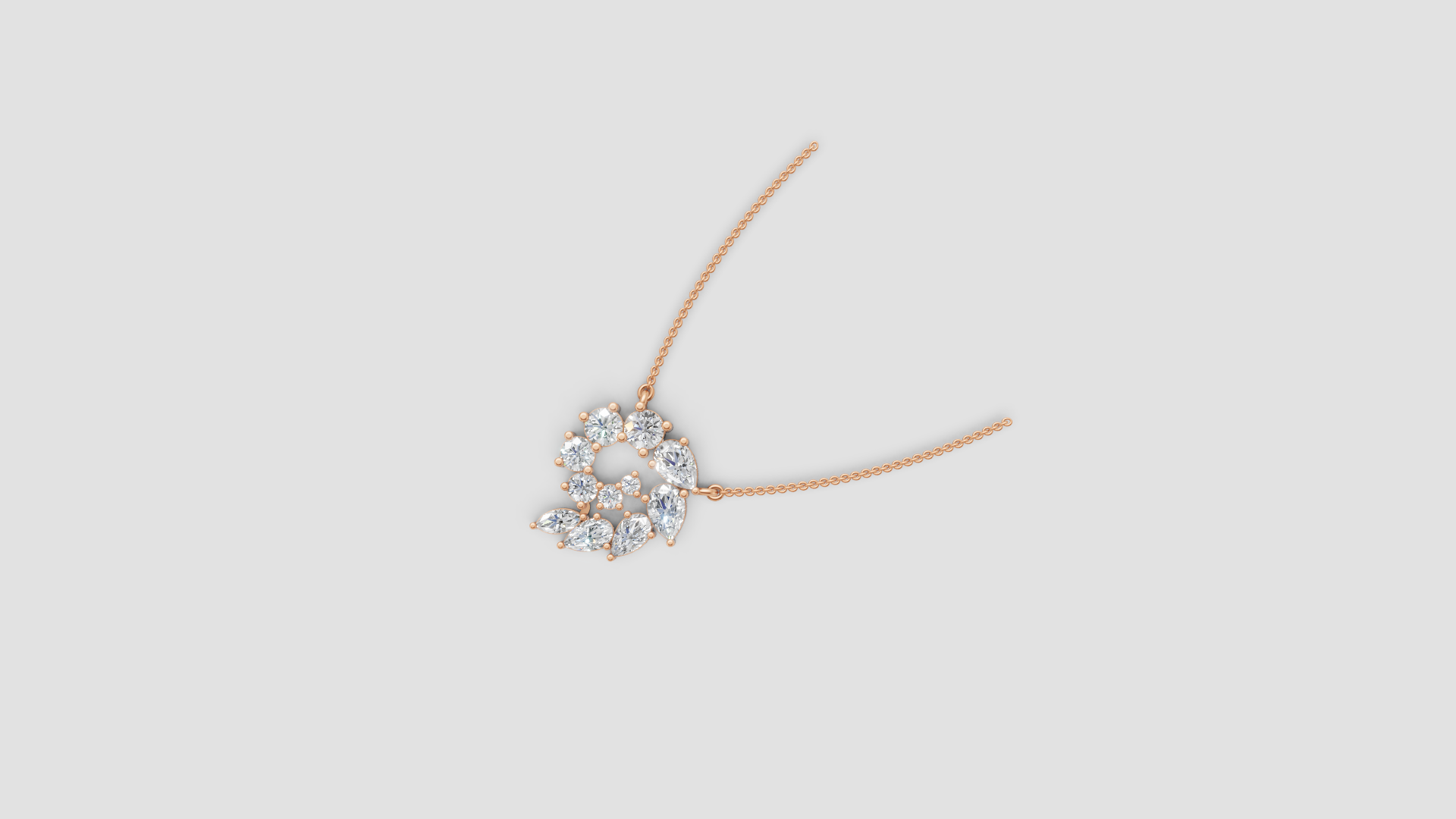 Aurora Bloom Diamond Pendant Necklace – Sculpted Sparkle in Motion