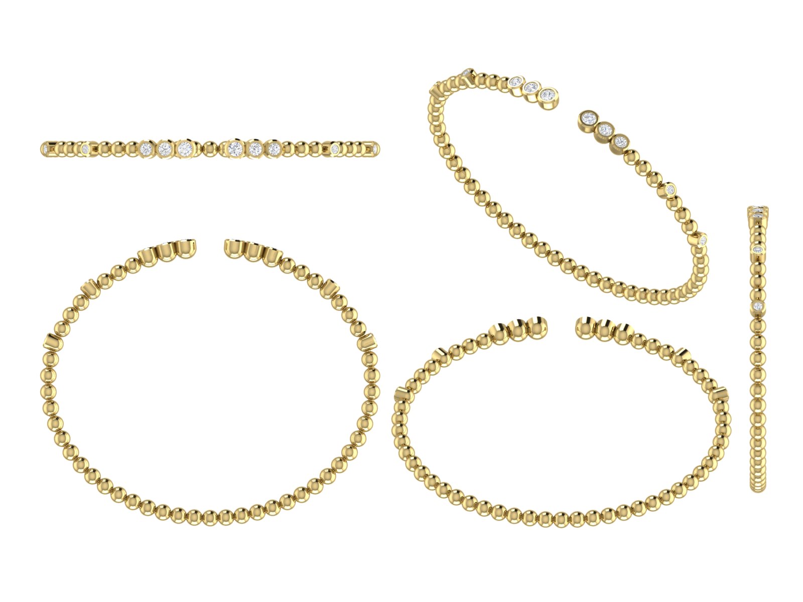 Celeste Dot Diamond Open Bangle – Modern Grace in Motion