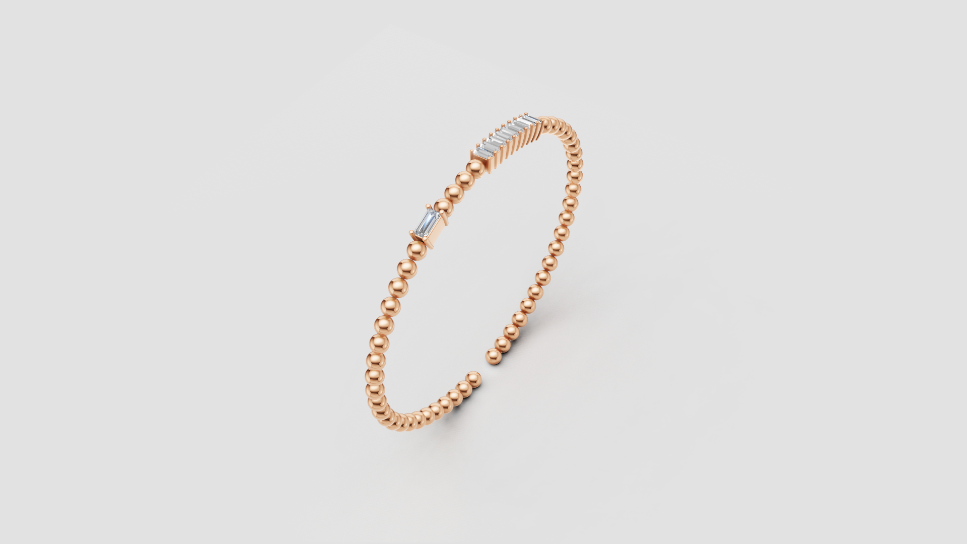 Baguette Diamond Beaded Cuff Bracelet ✨