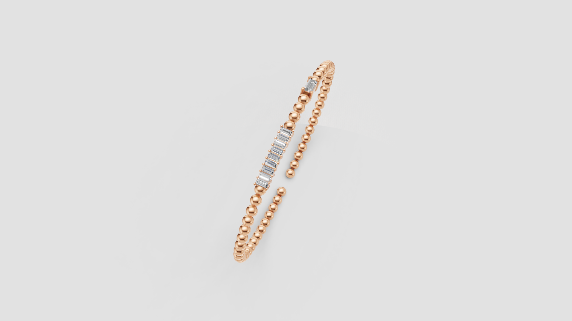 Baguette Diamond Beaded Cuff Bracelet ✨