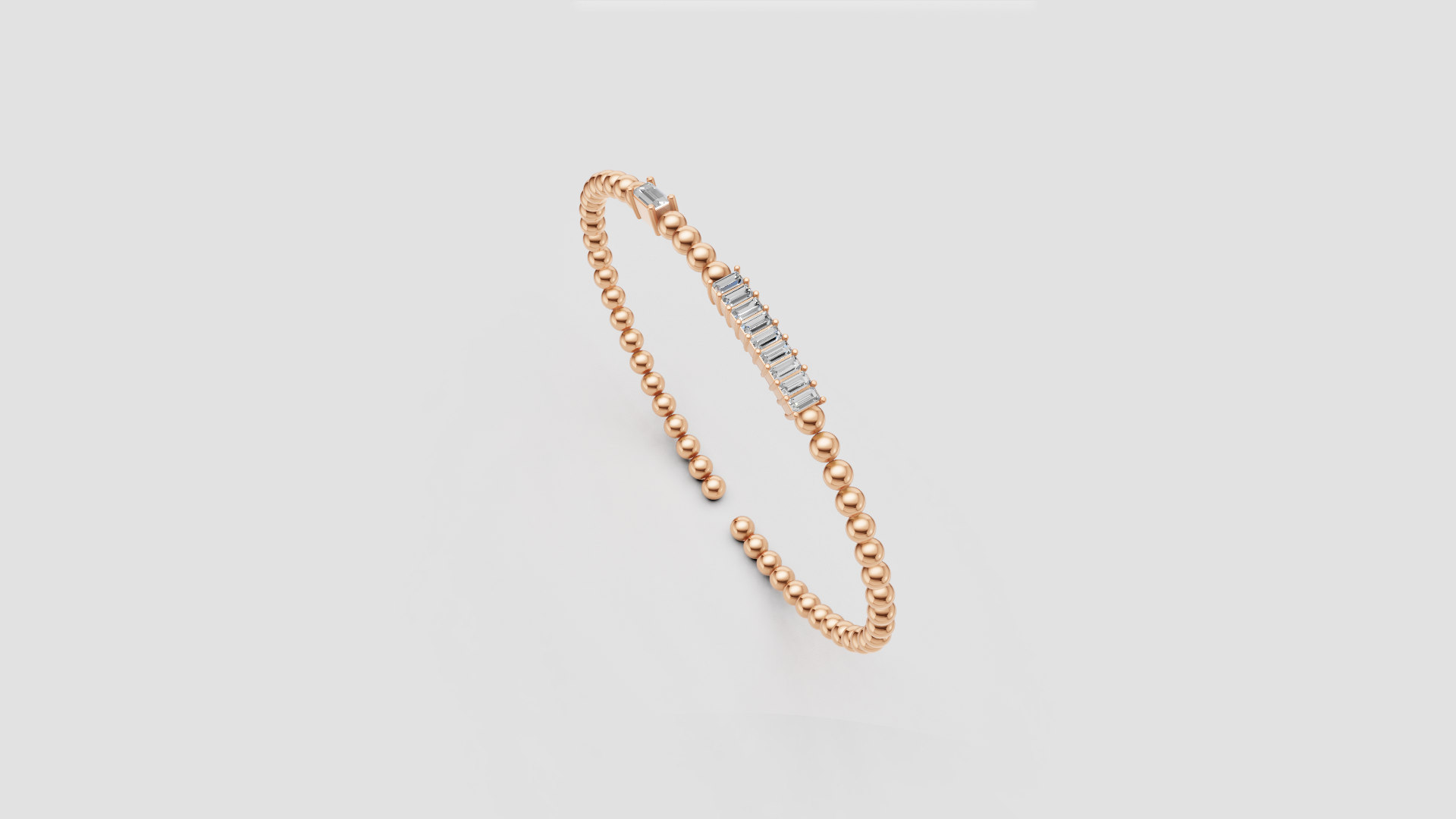 Baguette Diamond Beaded Cuff Bracelet ✨