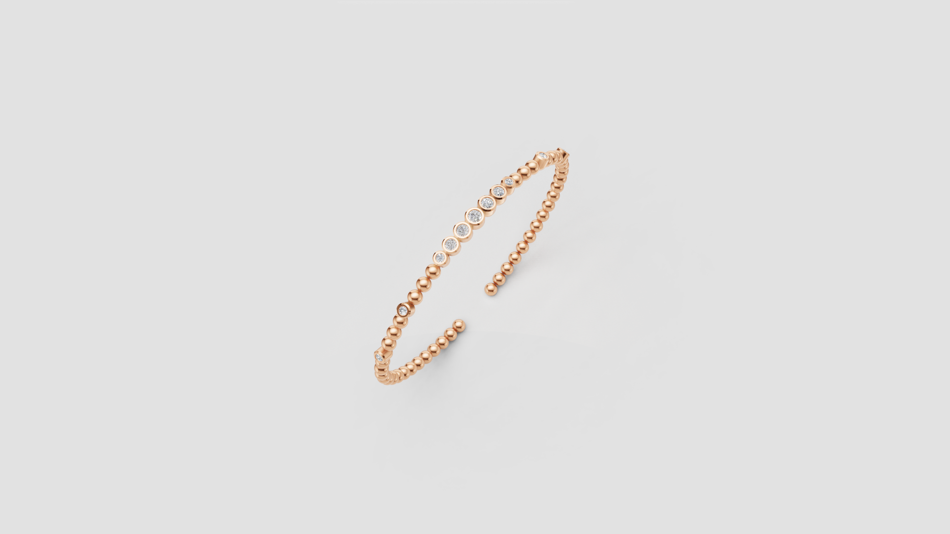 Bezel Set Diamond Beaded Open Cuff Bracelet ✨