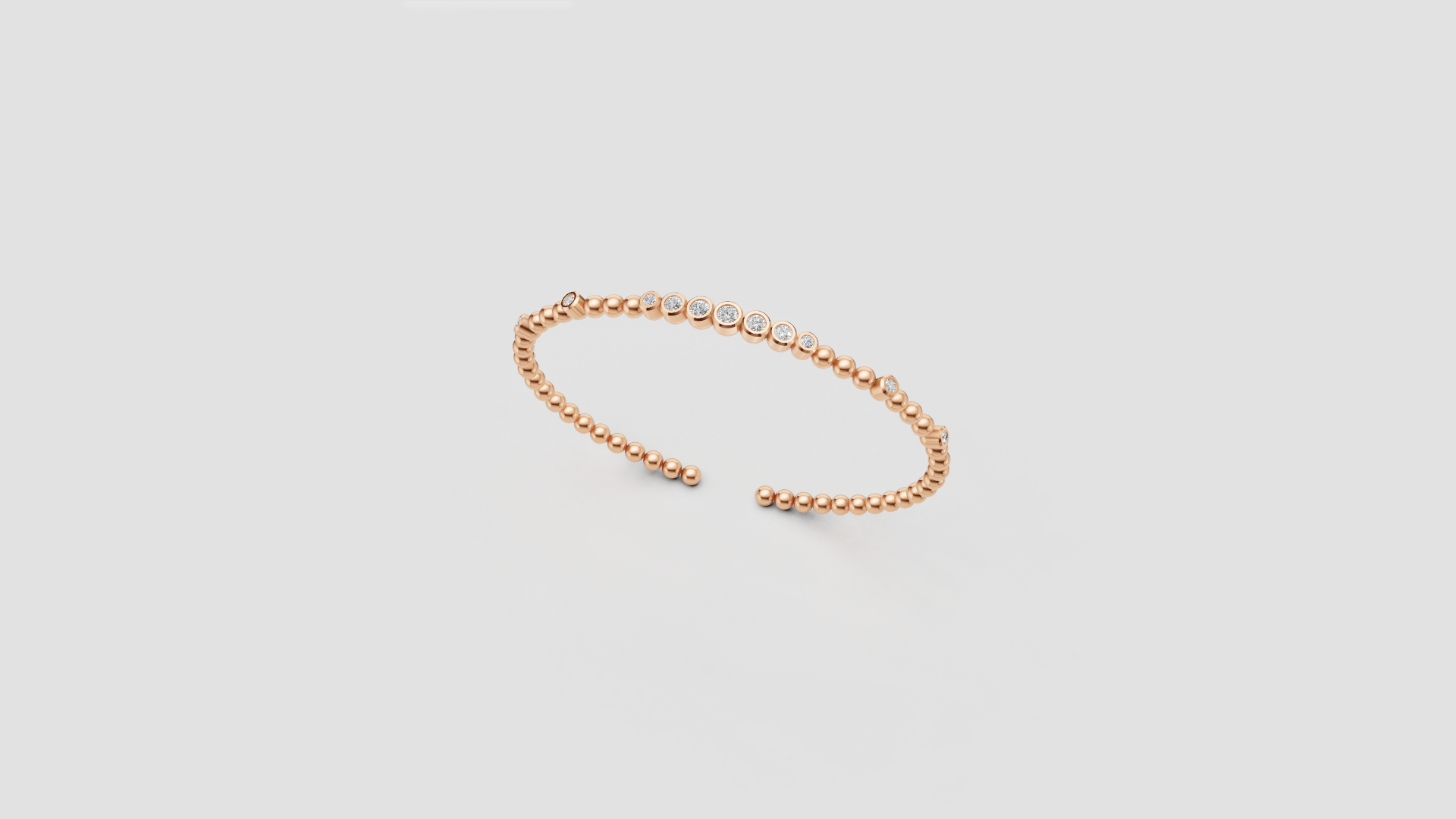 Bezel Set Diamond Beaded Open Cuff Bracelet ✨