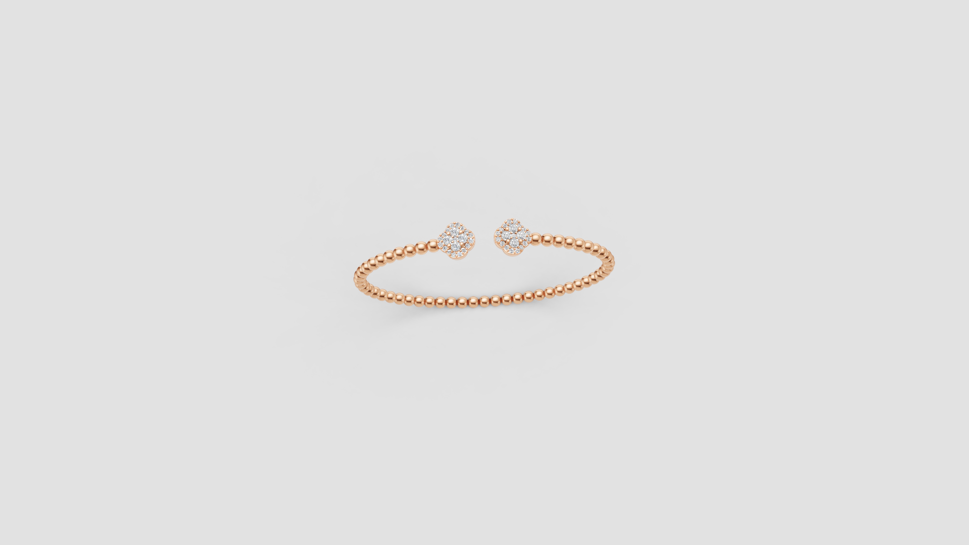 Floral Cluster Diamond Beaded Open Cuff Bracelet ✨
