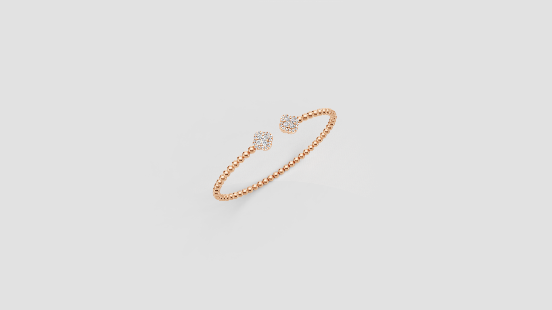 Floral Cluster Diamond Beaded Open Cuff Bracelet ✨