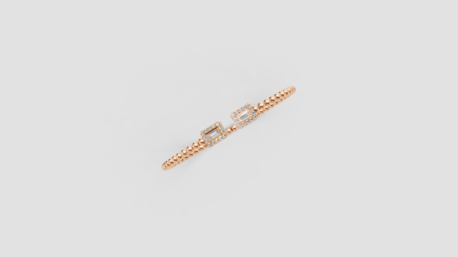 Luxe Rectangular Bezel Diamond Beaded Open Cuff Bracelet ✨