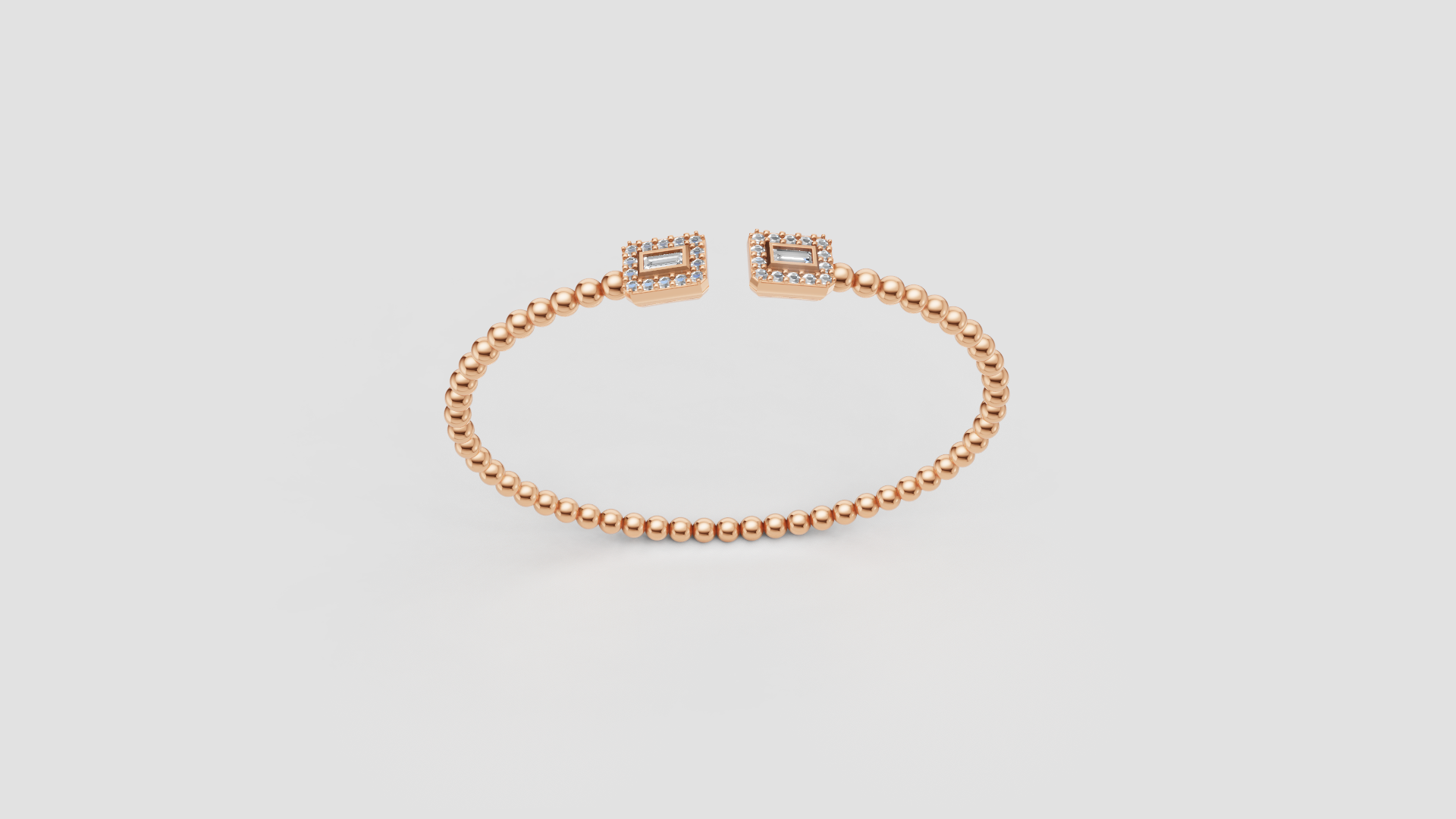 Luxe Rectangular Bezel Diamond Beaded Open Cuff Bracelet ✨